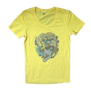Dave Matthews Band Yellow Womens Band Tee Size Large 100% Cotton EUC